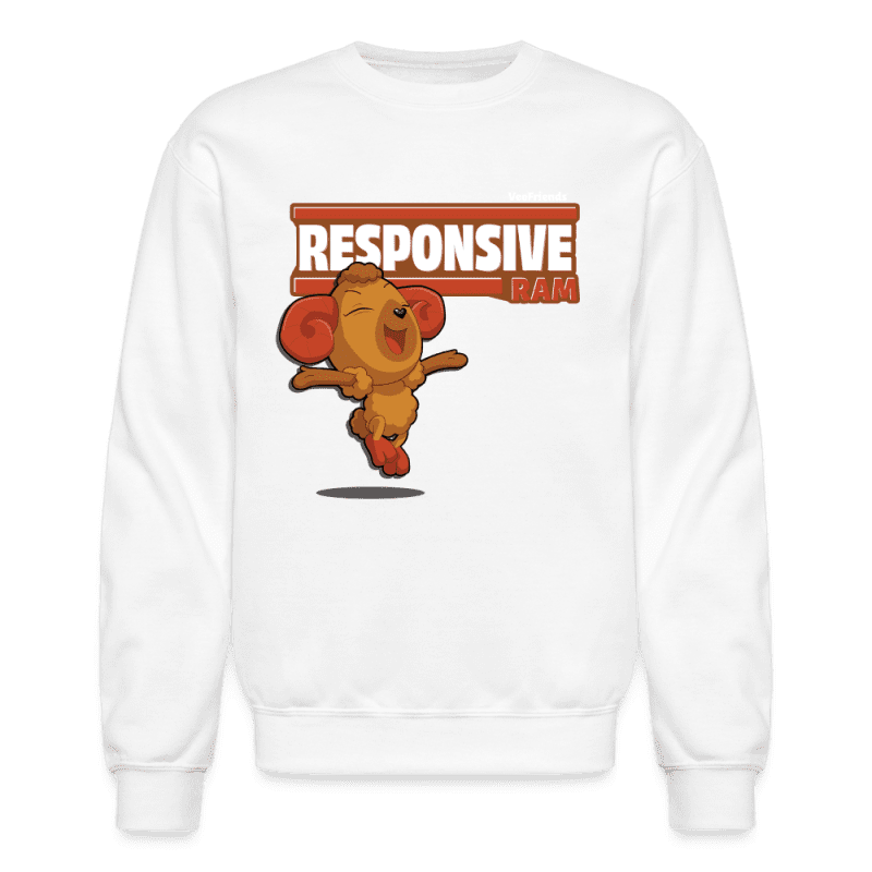 Responsive Ram Character Comfort Adult Crewneck Sweatshirt - white