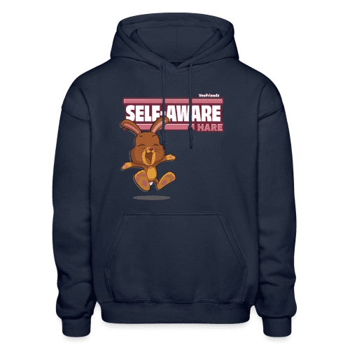 Self-Aware Hare Character Comfort Adult Hoodie - navy