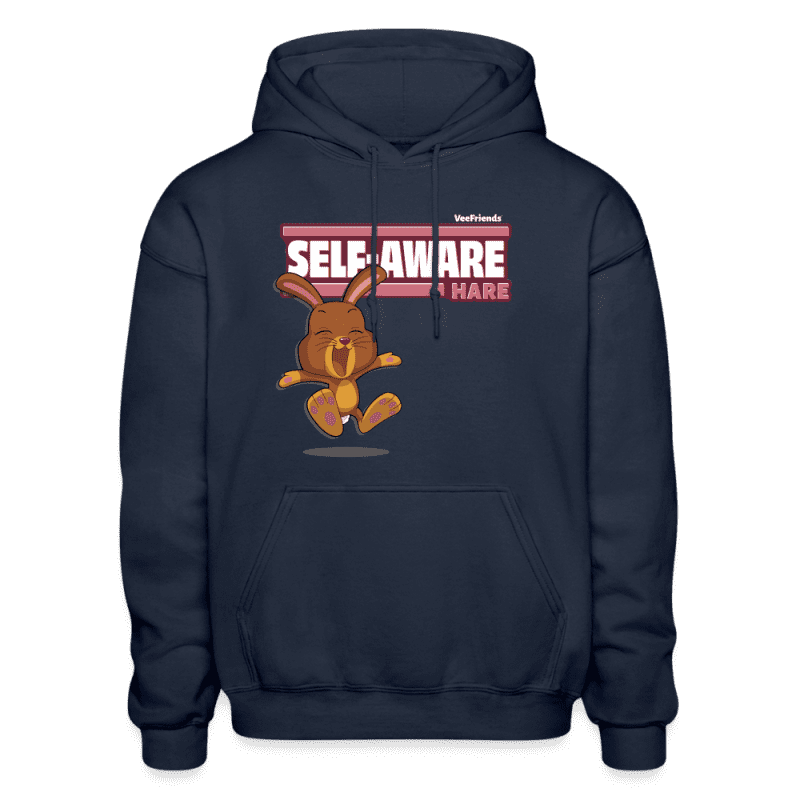 Self-Aware Hare Character Comfort Adult Hoodie - navy