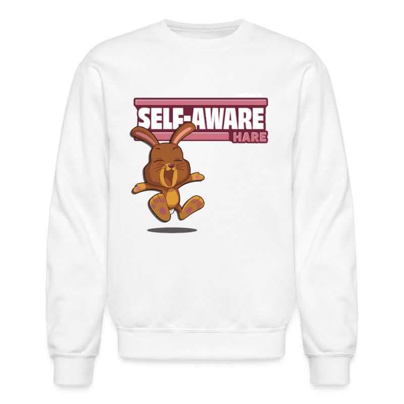 Self-Aware Hare Character Comfort Adult Crewneck Sweatshirt - white