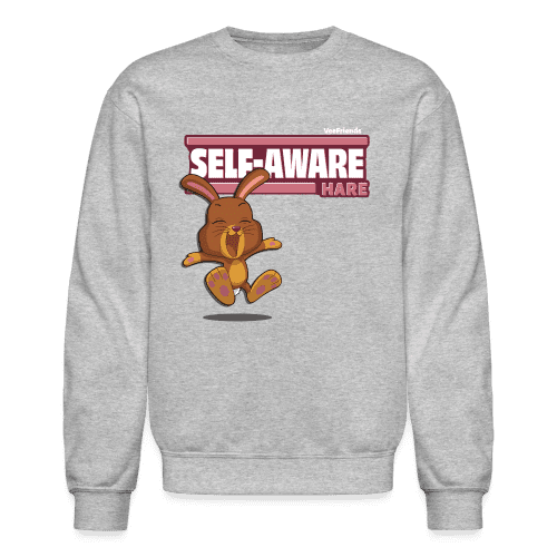 Self-Aware Hare Character Comfort Adult Crewneck Sweatshirt - heather gray