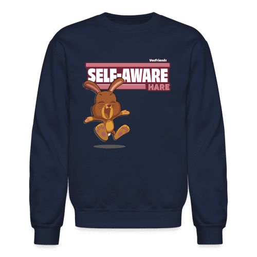 Self-Aware Hare Character Comfort Adult Crewneck Sweatshirt - navy