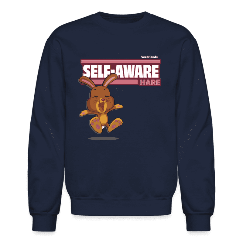 Self-Aware Hare Character Comfort Adult Crewneck Sweatshirt - navy