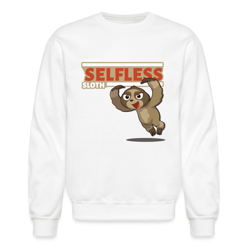 Selfless Sloth Character Comfort Adult Crewneck Sweatshirt - white