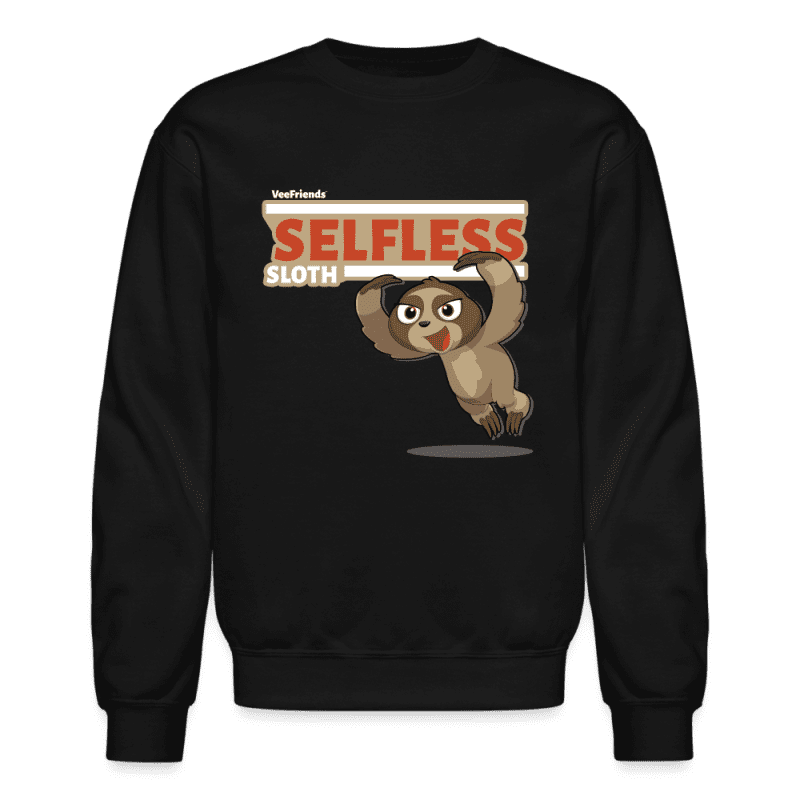 Selfless Sloth Character Comfort Adult Crewneck Sweatshirt - black