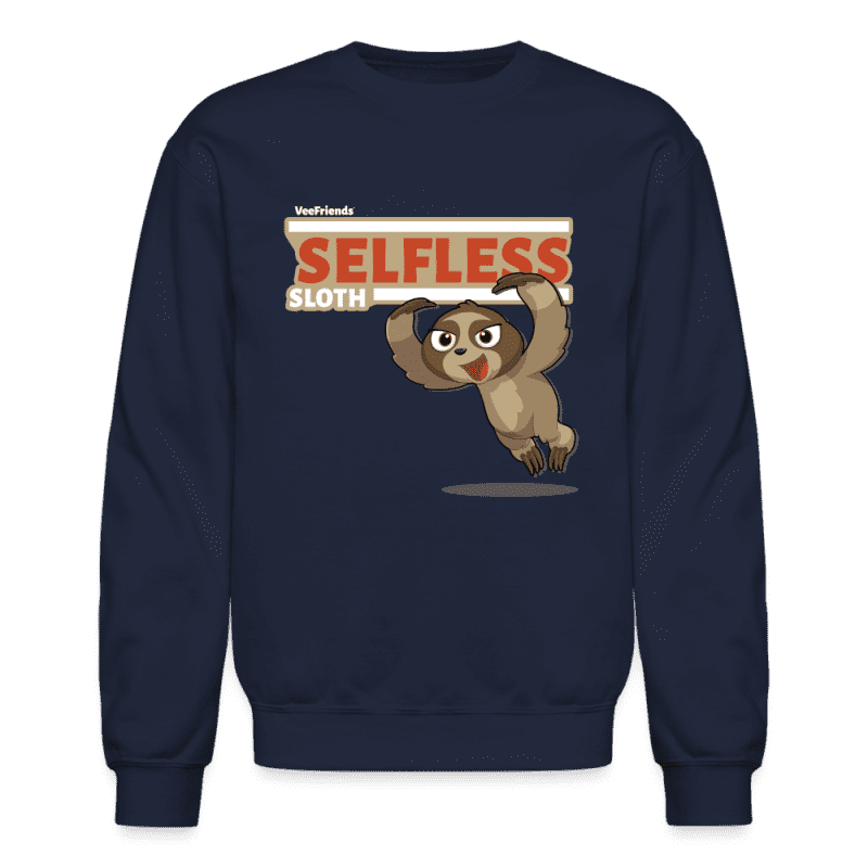 Selfless Sloth Character Comfort Adult Crewneck Sweatshirt - navy