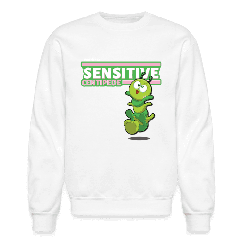 Sensitive Centipede Character Comfort Adult Crewneck Sweatshirt - white