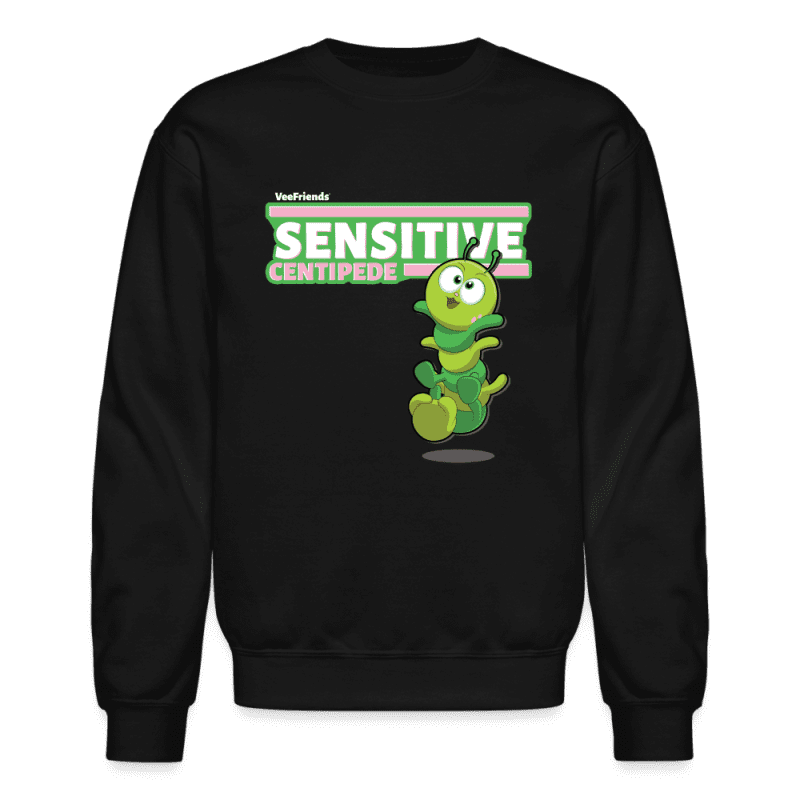 Sensitive Centipede Character Comfort Adult Crewneck Sweatshirt - black