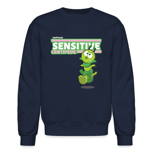 Sensitive Centipede Character Comfort Adult Crewneck Sweatshirt - navy