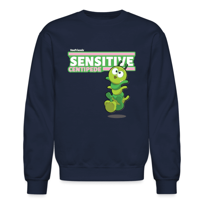 Sensitive Centipede Character Comfort Adult Crewneck Sweatshirt - navy