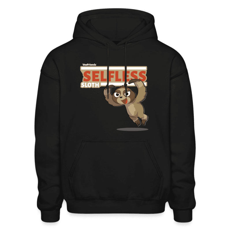 Selfless Sloth Character Comfort Adult Hoodie - black