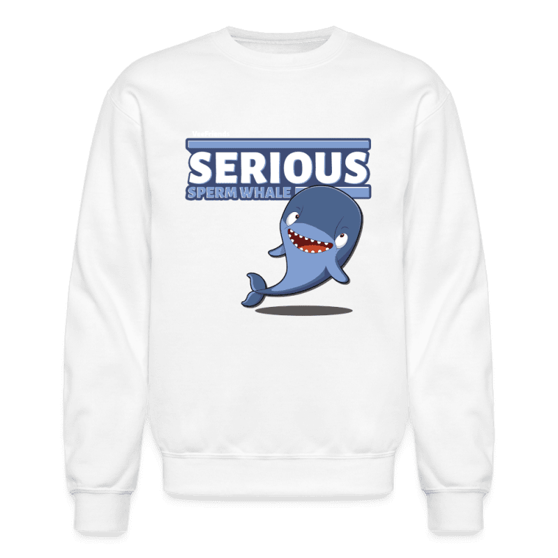 Serious Sperm Whale Character Comfort Adult Crewneck Sweatshirt - white