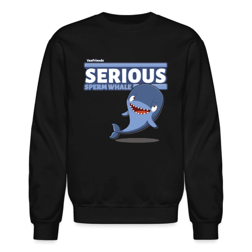 Serious Sperm Whale Character Comfort Adult Crewneck Sweatshirt - black