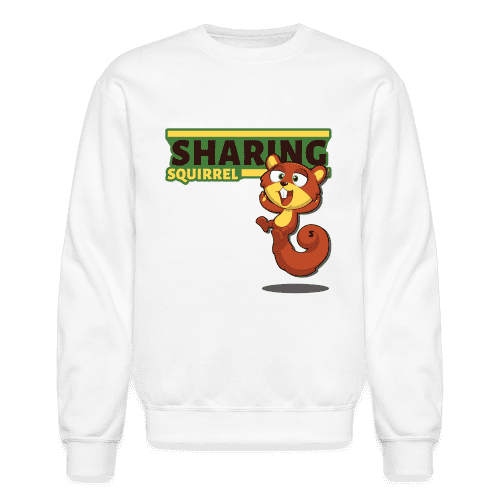 Sharing Squirrel Character Comfort Adult Crewneck Sweatshirt - white