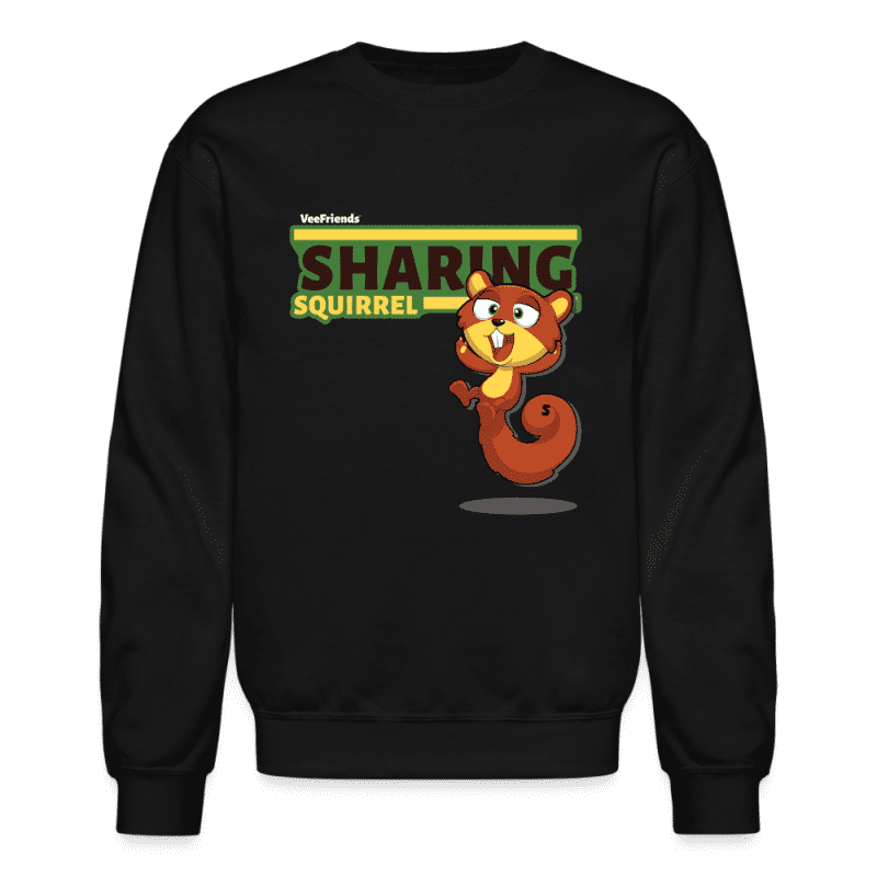 Sharing Squirrel Character Comfort Adult Crewneck Sweatshirt - black