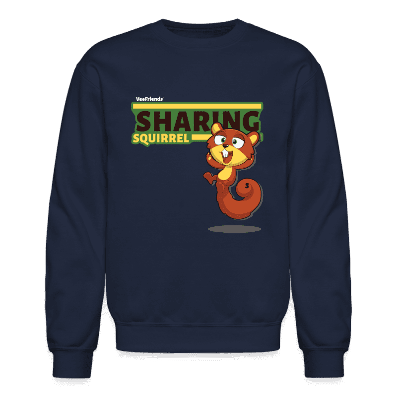 Sharing Squirrel Character Comfort Adult Crewneck Sweatshirt - navy