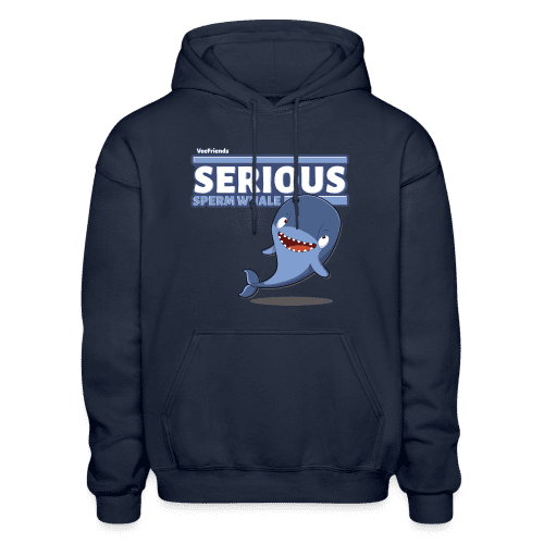 Serious Sperm Whale Character Comfort Adult Hoodie - navy