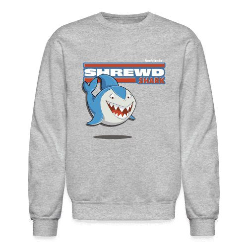 Shrewd Shark Character Comfort Adult Crewneck Sweatshirt - heather gray