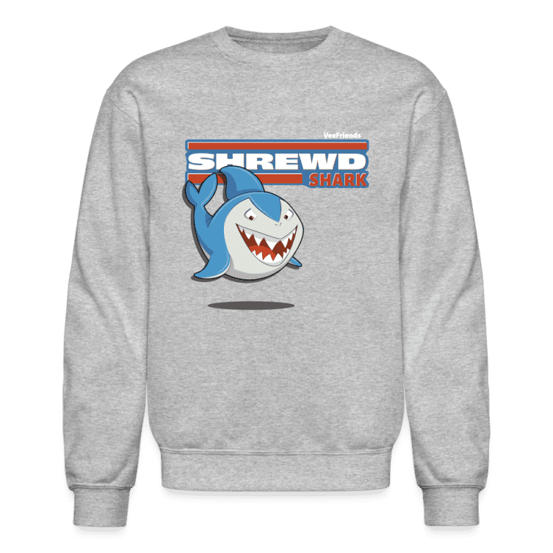 Shrewd Shark Character Comfort Adult Crewneck Sweatshirt - heather gray