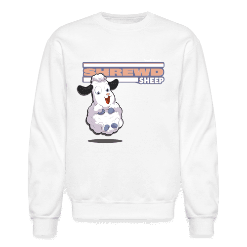 Shrewd Sheep Character Comfort Adult Crewneck Sweatshirt - white