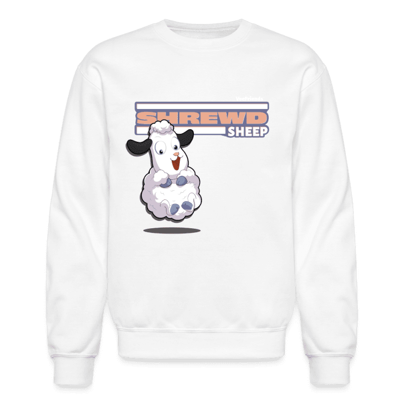 Shrewd Sheep Character Comfort Adult Crewneck Sweatshirt - white