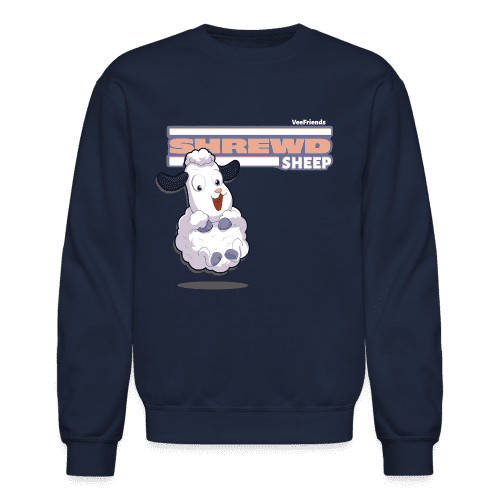 Shrewd Sheep Character Comfort Adult Crewneck Sweatshirt - navy