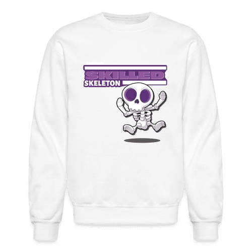 Skilled Skeleton Character Comfort Adult Crewneck Sweatshirt - white