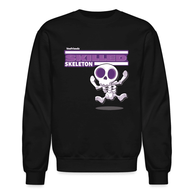 Skilled Skeleton Character Comfort Adult Crewneck Sweatshirt - black