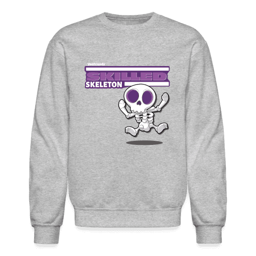 Skilled Skeleton Character Comfort Adult Crewneck Sweatshirt - heather gray