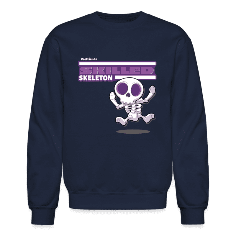 Skilled Skeleton Character Comfort Adult Crewneck Sweatshirt - navy