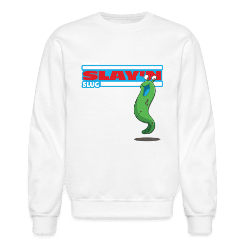 Slay’n Slug Character Comfort Adult Crewneck Sweatshirt - white