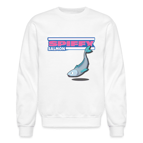 Spiffy Salmon Character Comfort Adult Crewneck Sweatshirt - white