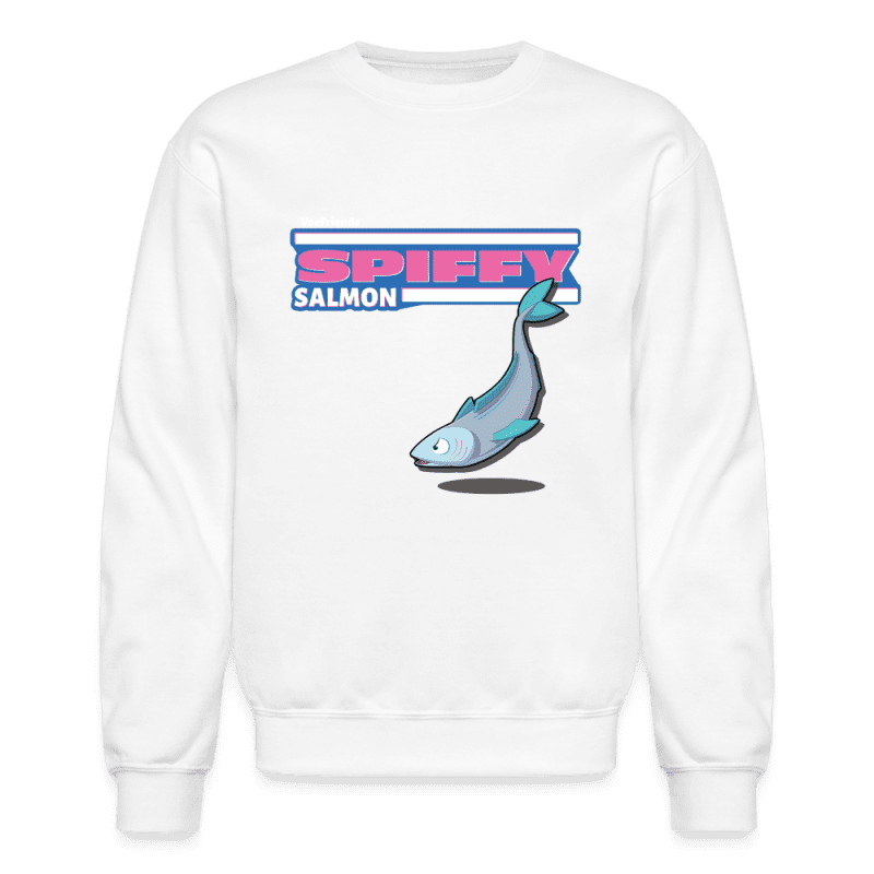 Spiffy Salmon Character Comfort Adult Crewneck Sweatshirt - white