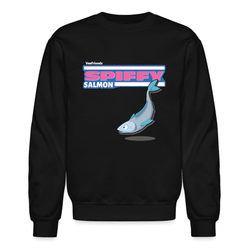 Spiffy Salmon Character Comfort Adult Crewneck Sweatshirt - black