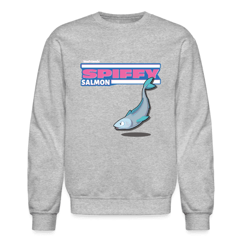 Spiffy Salmon Character Comfort Adult Crewneck Sweatshirt - heather gray