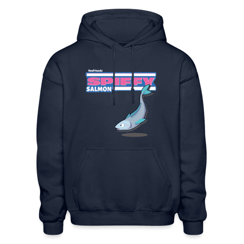 Spiffy Salmon Character Comfort Adult Hoodie - navy