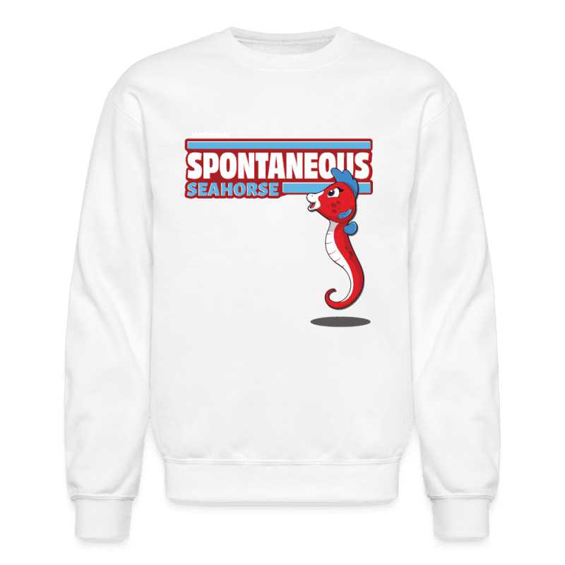 Spontaneous Seahorse Character Comfort Adult Crewneck Sweatshirt - white