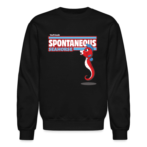 Spontaneous Seahorse Character Comfort Adult Crewneck Sweatshirt - black