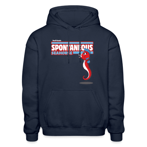 Spontaneous Seahorse Character Comfort Adult Hoodie - navy