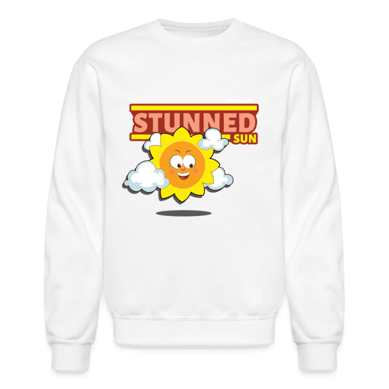 Stunned Sun Character Comfort Adult Crewneck Sweatshirt - white