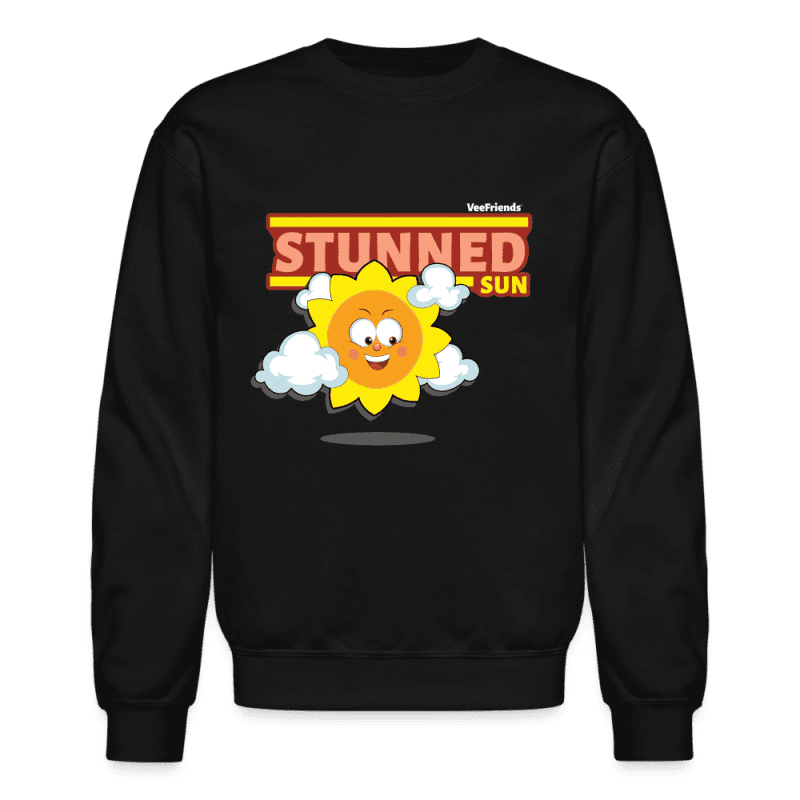 Stunned Sun Character Comfort Adult Crewneck Sweatshirt - black