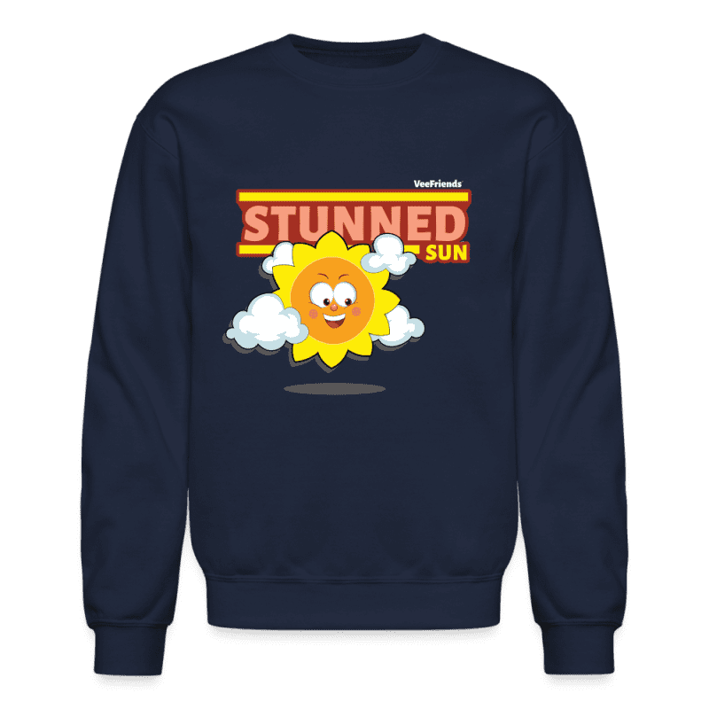 Stunned Sun Character Comfort Adult Crewneck Sweatshirt - navy