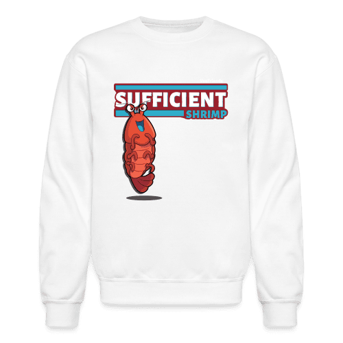 Sufficient Shrimp Character Comfort Adult Crewneck Sweatshirt - white