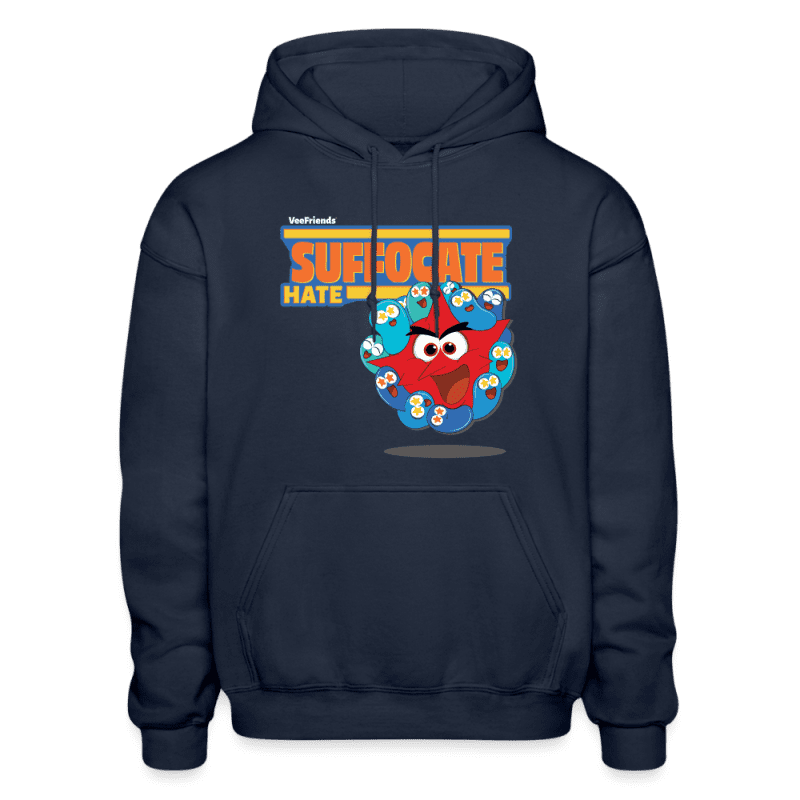 Suffocate Hate Character Comfort Adult Hoodie - navy