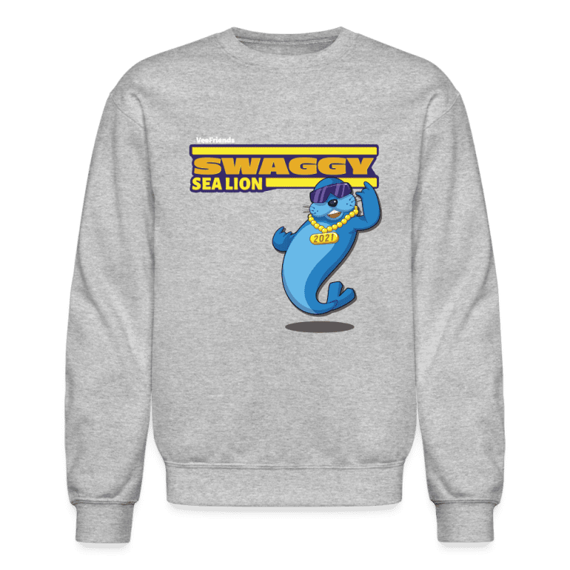 Swaggy Sea Lion Character Comfort Adult Crewneck Sweatshirt - heather gray