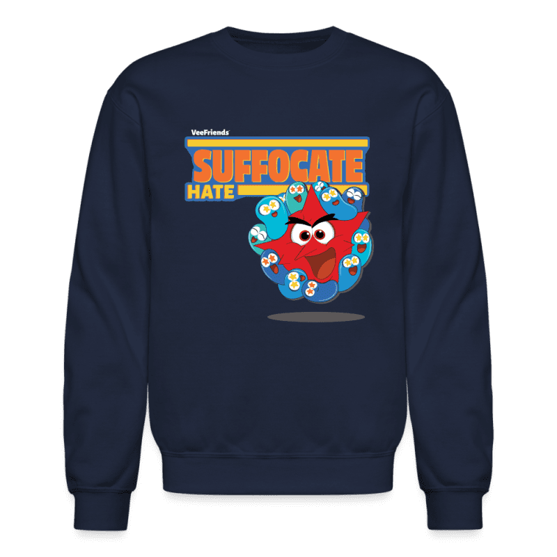 Suffocate Hate Character Comfort Adult Crewneck Sweatshirt - navy