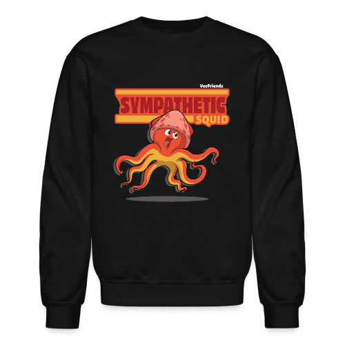 Sympathetic Squid Character Comfort Adult Crewneck Sweatshirt - black