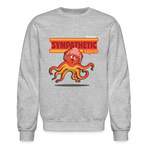 Sympathetic Squid Character Comfort Adult Crewneck Sweatshirt - heather gray