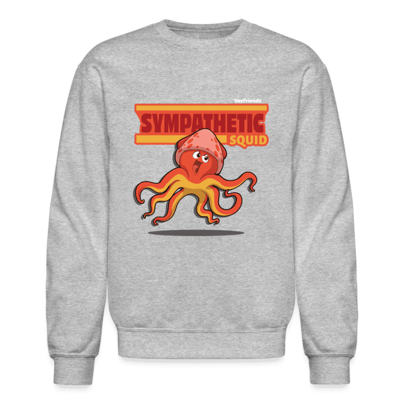 Sympathetic Squid Character Comfort Adult Crewneck Sweatshirt - heather gray