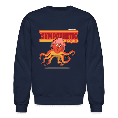 Sympathetic Squid Character Comfort Adult Crewneck Sweatshirt - navy